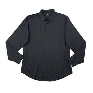 14th Union Shirt Mens 16 Black Button Up Long Sleeve Wrinkle Resistant Trim Fit